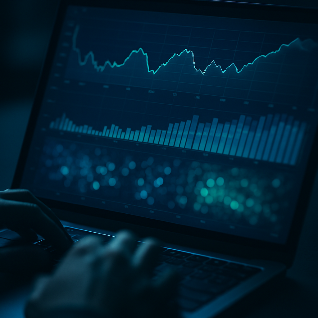 Data monitoring dashboard on a laptop representing ambient AI workplace surveillance software