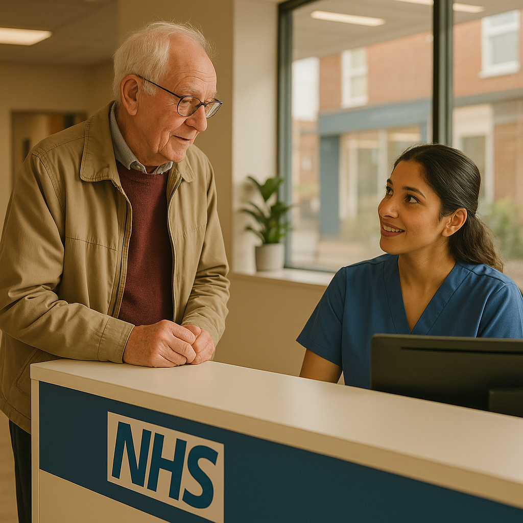 NHS diagnostic clinic occupying a former empty shop unit on a UK high street in 2026
